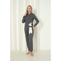Wordex Fawn 4002 İnterlok Kışlık Tavşanlı Kadın Ev Pijama Takımı Antrasit Wordex Fawn 4002 İnterlok Kışlık Tavşanlı Kadın Ev Pijama Takımı Antrasit
