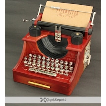 Ahşap Daktilo Şeklinde Nostaljik Retro Takı Çekmeceli Müzikli