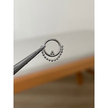 316 L Cerrahi Çelik Sallantılı Top Zincir Detaylı Halka Kıkırdak Helix Tragus Piercingi Gümüş