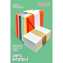 100 Adet Mini Zarf 70mmx90mm 10 Renk Zarf Hediye Doğum Günü Dilekleri Zarfı Beyaz Not Kartlı
