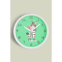 Sevimli Zebra Çocuk Odası Duvar Saati - 30cm - Önü Camlı Beyaz Kasa - Sessiz Mekanizma-jh1138 Beyaz