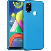 Samsung Uyumlu Galaxy M21 Arka Kapak Silikon Kılıf + Temperli Cam Ekran Koruyucu