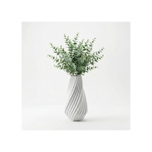Modern Spiral Tasarım Beyaz Mermer Dokulu Dekoratif Vazo Saksı - 19x11 Cm Çok Renkli