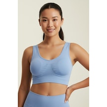 Fit Women Kadın Kalın Askılı Dikişsiz Büstiyer 5040 Mavi