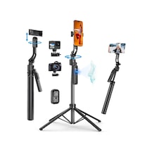 Profesyonel Tripod Ve Selfie Çubuğu, 360 Yapay Zeka Yüz Takibi, Aı Hareketle Komut, 1/4 Vidalı, Canlı Yayın, Vlog, Fotoğraf, Uzaktan Kumandalı,160cm C17
