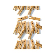 Ahşap Çamaşır Mandalı Çelik Yaylı 40 Adet Krem