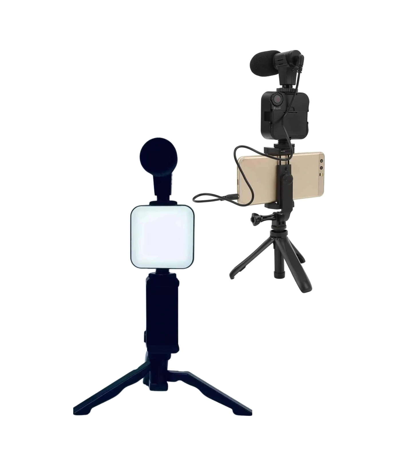 Telefon Tutucu Led Işıklı Kumandalı Mikrofon Telefon Vlog Video Kayıt Renkli