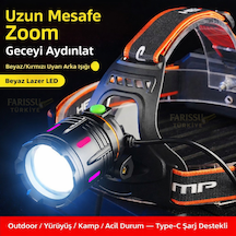 Farissu Gold Orion Or-810 25w Şarjlı Kafa Feneri 1800 Lümen 1 Km Aydınlatma 4 Adet Yedek 18650 Pil Siyah