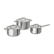 Ikea 365+ Paslanmaz Çelik Tencere Seti 0,9-1,7-2,8 L Krom 6 Parça