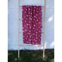 Kadife 70x140 Cm Unisex Renkli Desenli Plaj Havlusu Baveno Pembe