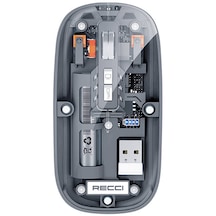 Recci RCS-M01 Space Capsule Serisi Multimod Kablosuz Şeffaf Mouse Gri