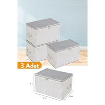 Serstil 3 Adet - Mini Boy Baskı Detaylı Antrasit Çizgili Hurç 30 X 22 X 18 Cm Gri