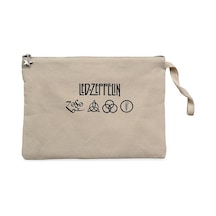 Led Zeppelin Zoso Krem Clutch Astarlı Cüzdan / El Çantası Krem