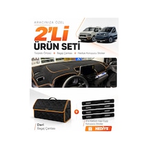 Cıtroen Berlıngo K9 2018-2026 Uyumlu Torpido Örtüsü + Deri Çanta + Sticker - Siyah Kahverengi