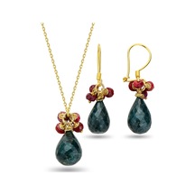 Gümüş Altın Yaldılzı Kök Zümrüt Ve Kök Yakut Doğal Taşlı Damla İkili Set Barcode Rose Gold Gümüş Altın Yaldılzı Kök Zümrüt Ve Kök Yakut Doğal Taşlı Damla İkili Set Barcode Rose Gold