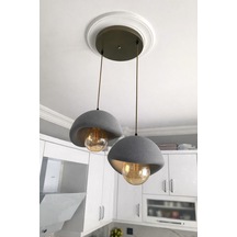 Beton Görünümlü Modern Şık İskandinav Tarz 2 Başlı Avize 25cm Ampul Dahil Değildir Nestvibe Metalik