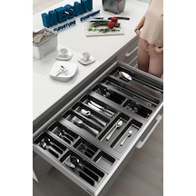 Mutfak Çekmece Içi Düzenleyici, Kaşıklık 84cm X 48cm Yanlar Ve Boydan 4cm Kesilebilir, Antrasit Antrasit