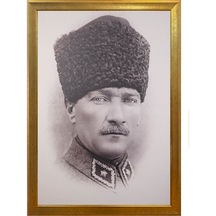 Atatürk Portresi-altın Çerçeveli-duvar Atatürk Tablosu 55x75 Cm