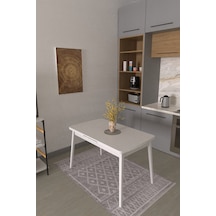 Vilinze Avanos Ahşap Açılır Kapanır Mdf Mutfak Masası - 70x120+30 Cm Beyaz