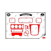 Honda Accord 1992-1998 Torpido Konsol Trim Göğüs Maun Kaplama Set 11 Parça Kırmızı