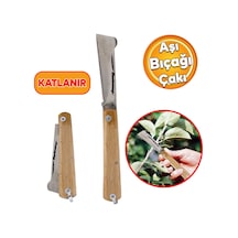 Aşı Bıçağı Profesyonel Çelik Tepeli Uçlu Bağ Ağaç Budama Aşı Çakısı 170 Mm Ahşap Saplı Bıçak Çakı