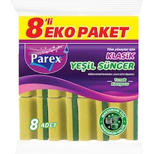 Parex Klasik Oluklu Yeşil Bulaşık Süngeri 8 Adet