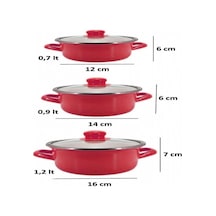 Prestij 6'lı Mini Emaye Tencere Seti Kırmızı, 12/14/16 Cm Renkli
