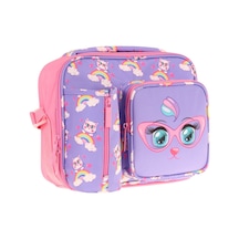 Kaukko Kız Çocuk, Lila Pembe, Kedi Baskılı Isı Yalıtımlı Üç Bölmeli Matara Cepli Okul Beslenme Çantası L7236 Lila - Pembe