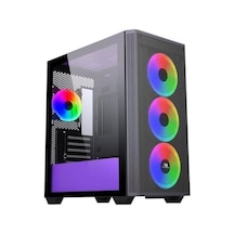 Powerboost PB-P2252BP USB 3.0 Mesh Ring ARGB Fan ATX Oyuncu Kasası Siyah-Mor