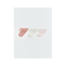 LC Waikiki Alıta Cıty Farkıyla Lcw Baby Pembe Düz 3'lü Paket Kız Bebek Patik Çorap Pembe - 929469608 Pembe
