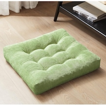 Rual Kadife Döşemelik Kumaştan Yer Pufu Sandalye Minderi Yer Minderi 60x60 Cm Açık Yeşil