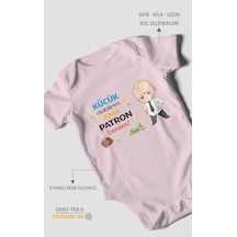 Morivokids Küçük Olabilirim Ama Patron Benim Kısa Kollu Bebek Body Bebe Pembe