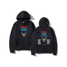 Tarzsokak Siyah Unisex Retro Kaya Müzik Primusss Grafik Baskı Kapşonlu Elbise Erkekle