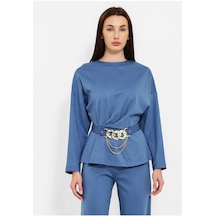 MODATALİKA Kadın Beli Kemerli Bluz Pantolon İkili Takım