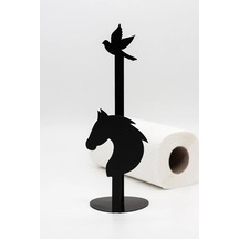 Metal Kağıt Havluluk Siyah Dik Havlu Peçetelik Standart Ve Büyük Boy Rulo Uyumlu At Ve Kuş Desenli Siyah