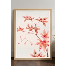Red Flowers Ahşap Çerçeveli Poster, Dekoratif Sanatsal Duvar Tablosu