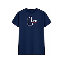 1 Lıfe Tasarım Baskılı Oversize Unisex Tişört %100 Pamuk Unisex Street Style Yazlık T-shirt Lacivert
