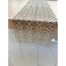 Salon Takımı Angles Çeyizlik Krem Kapi Runner Set 5 Parça İşlemeli Ranır Masa Sehpa Konsol Örtüsü Sarı