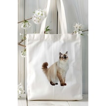 Art Hediye Birman Kedisi Kedi Kişiye Özel Baskılı Omuz Çanta Desen 5 Çok Renkli