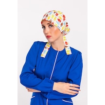 Sarı Baykuş Desenli Tessetür Hemşire Doktor Bone Sarı