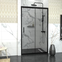 Tekno Duş Black Capello 6mm Füme Cam 1 Sabit 1 Sürgü İki Duvar Arası Duşakabin Füme
