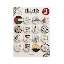15 Li Filistin Temalı Rozet Seti Özgür Filistin, Barış Ve Dayanışma Tasarımlı Buton Rozet Diğer