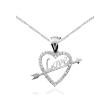 Gümüş Love Oklu Kalp Kadın Kolye (551162396)