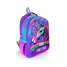Coral High Kids Mor Simli Unicorn Desenli Üç Bölmeli Okul Sırt Çantası 23663