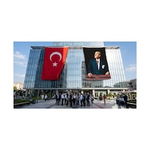 Istikbal Göklerdedir Atatürk Portresi Bayrak Ve Türk Bayrağı Premium Raşel Kumaş 2'li Set 10x15 Metre Ata32 Diğer