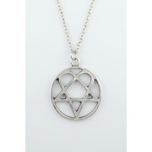 Heartagram Düz Zincir Kolye Gümüş