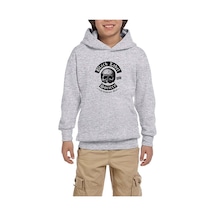 Zepplin Giyim Black Label Society 20 Anniversary for Society Tour Gri Çocuk Kapşonlu Sweatshirt Gri