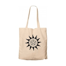 Pentagram Sun Star Krem Kanvas Bez Çanta Krem