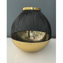 Lamedor Skult Gold Black Large T-lıght Holder 23x23x24 Cm