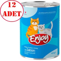 Enjoy Somonlu Kedi Konservesi Sos İçinde Et Parçacıklı 400 Gr 12 Ad